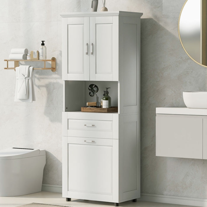 Tall Bathroom Cabinet With Tilt-Out Laundry Basket And Upper Storage Hearth and Haven