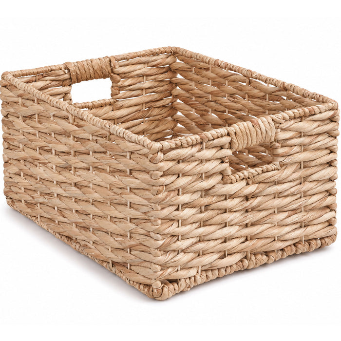 Storage Basket, Handwoven Twisted Weave Basket With Handles Shelf Organizer, Towel Storage, Living Room Storage - Light Brown Daily Nest