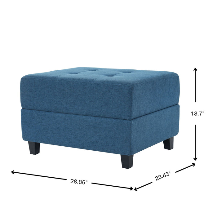 Ottoman, Compact Footrest For Living Room - Navy Blue Noble House