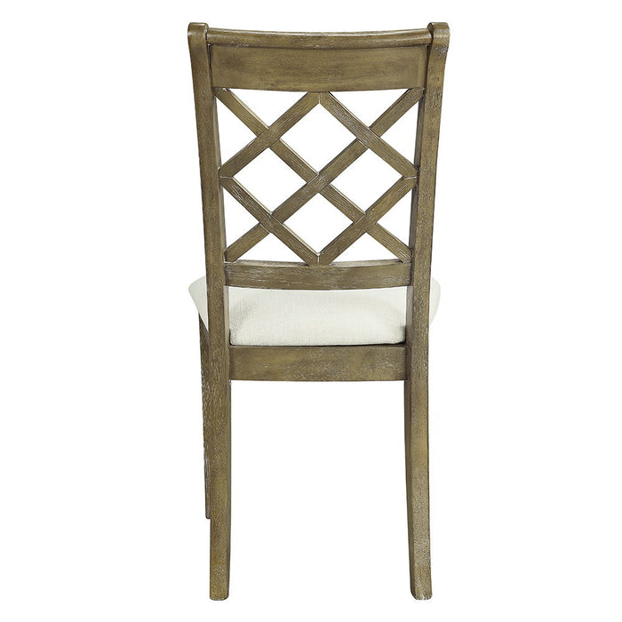 Karsen - Side Chair (Set of 2) - Beige Linen & Rustic Oak ACME