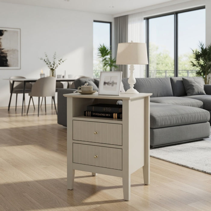 Fluted Nightstand With 2 Drawers Home Essentials