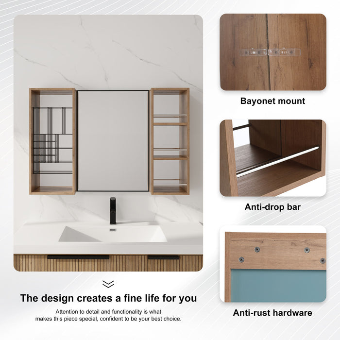 41.3" Wall Mounted Bathroom Cabinet With Storage - Imitative Oak Home Essentials