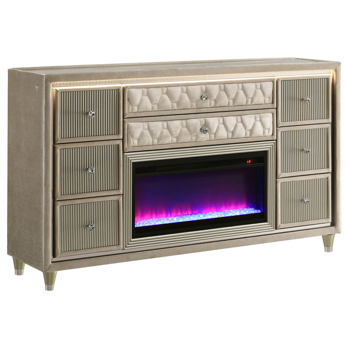 Mika - 8 Drawer LED Fireplace Dresser Furniture Max