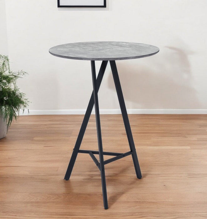 Rounded Steel Bar Table - Gray And Black