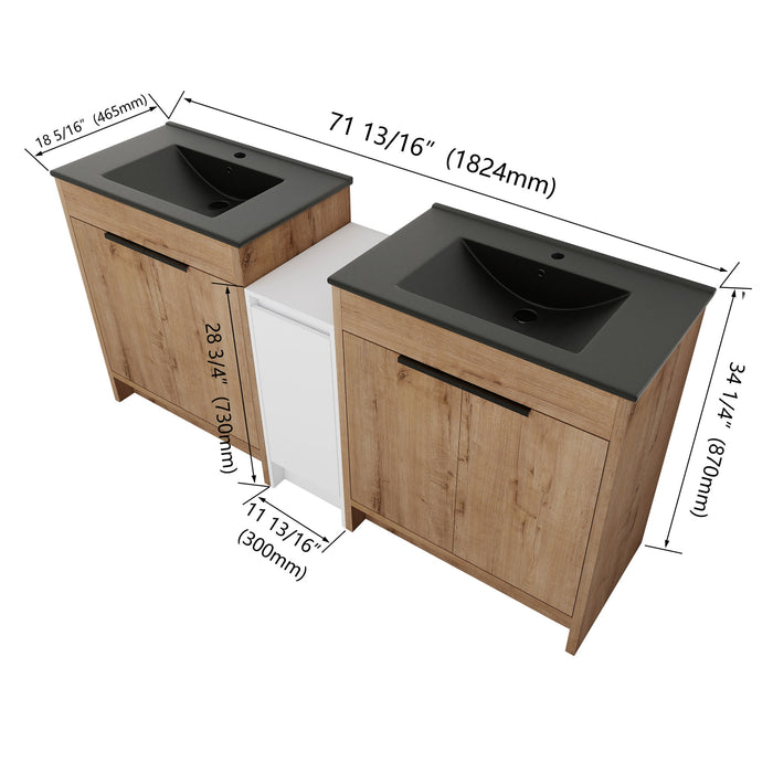 Freestanding Bathroom Vanity With Sink, Storage Cabinets, Soft Closing Doors Home Essentials