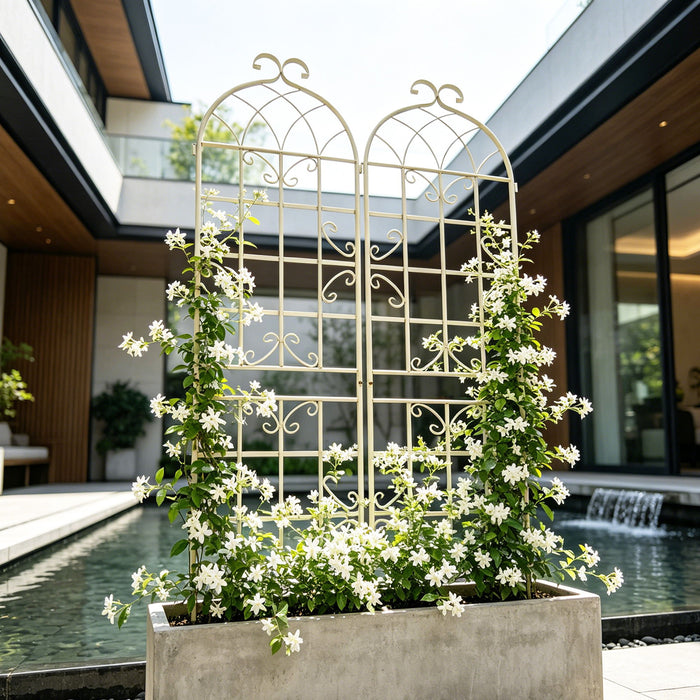 Metal Garden Rustproof Trellis For Climbing Plants Outdoor Flower Support Daily Nest