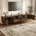78" TV Stand For 85" TVs With Fluted Doors, Open Shelf, Cable Management - Walnut Hearth and Haven