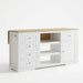 Drop Leaf Kitchen Island With Storage, Power Outlet & Pet Bowl Drawer - White / Light Oak Home Essentials