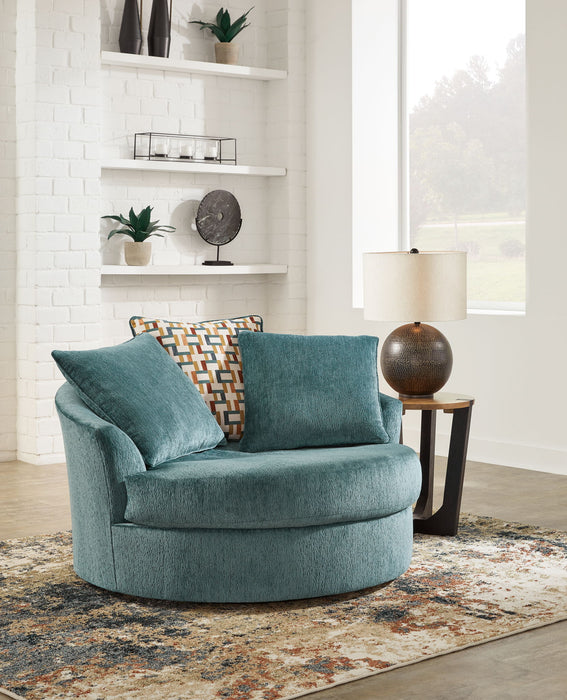 Laylabrook - Oversized Swivel Accent Chair - Teal Ashley®