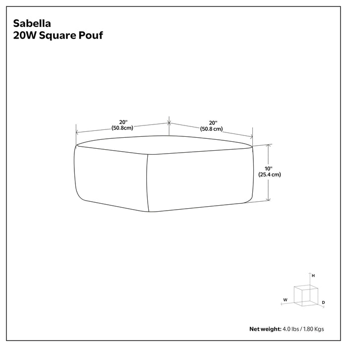 Sabella - Square Woven Outdoor / Indoor Pouf - Gray / White Simpli-Home