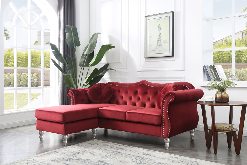 Glory Furniture Hollywood Sofa Chaise, Burgundy