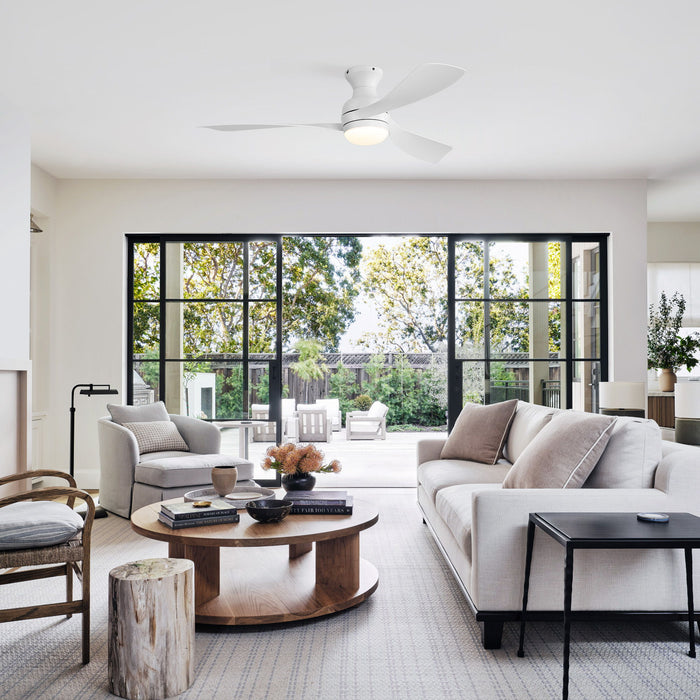 52" Low Profile Ceiling Fan With Lights, Quiet Reversible DC Motor, Dimmable LED, 3 Blades - White Daily Nest