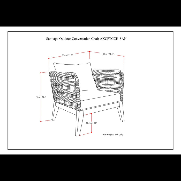 Santiago - Outdoor Conversation Chair - Slate Gray Simpli-Home