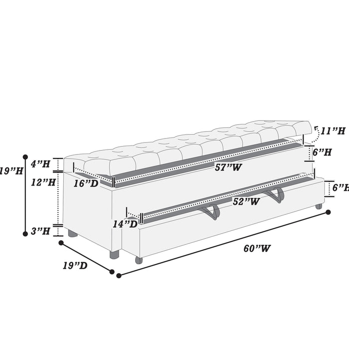 Storage Ottoman With Tufted Seat And Underseat Drawer Home Essentials