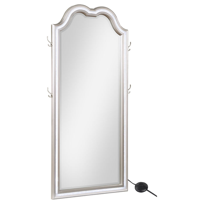 Colwood - Full Floor Mirror With LED Lighting And Storage Hooks - Silver Furniture Max
