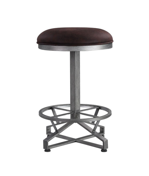 Evangeline - Counter Height Stool (Set of 2) - Rustic Brown Fabric & Black ACME
