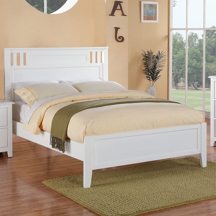 Simple Frame With Headboard And Vertical Carved Design Home Essentials