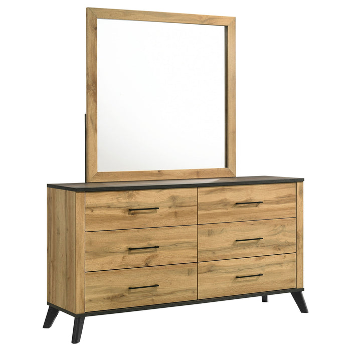 Georgina - 6 Drawer Dresser With Mirror - Natural Wood Furniture Max