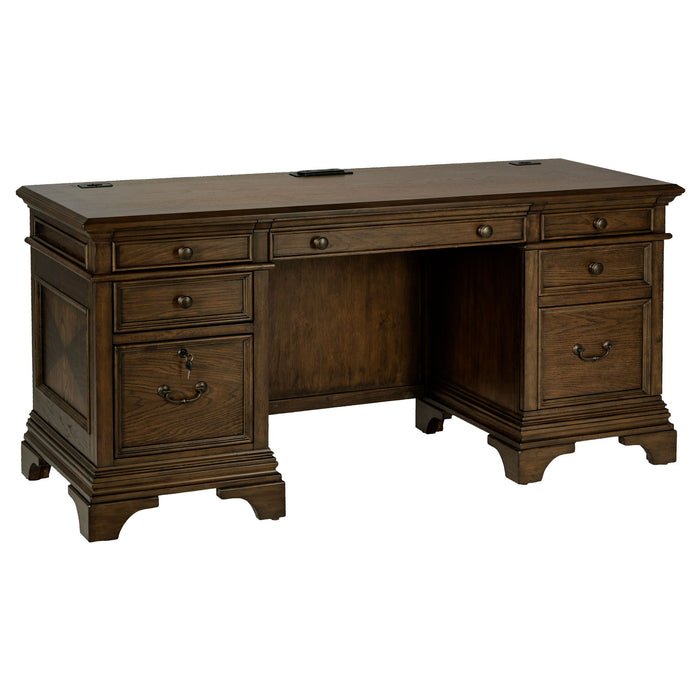 Stigham - 5 Drawer Credenza Office Desk - Oak Furniture Max