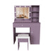 Vanity Desk Set With Padded Stool And Adjustable LED Mirror, 3 Color Light Modes - Purple Home Essentials