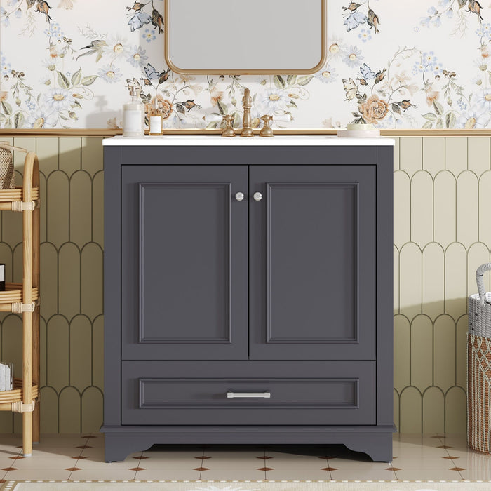 Bathroom Vanity With Sink, Cabinet & 2 Soft Closing Doors & Adjustable Shelf Hearth and Haven