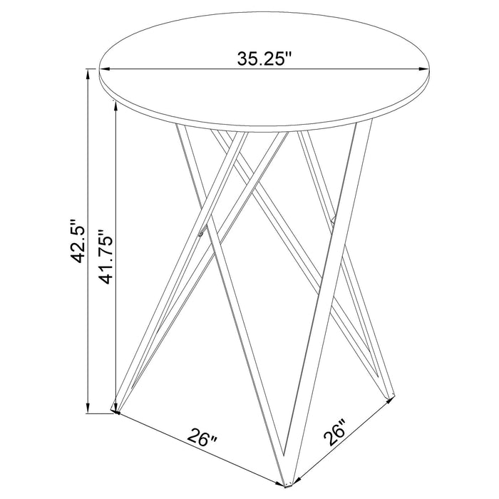 Halverson - Round Top Bar Table - White / Silver Furniture Max