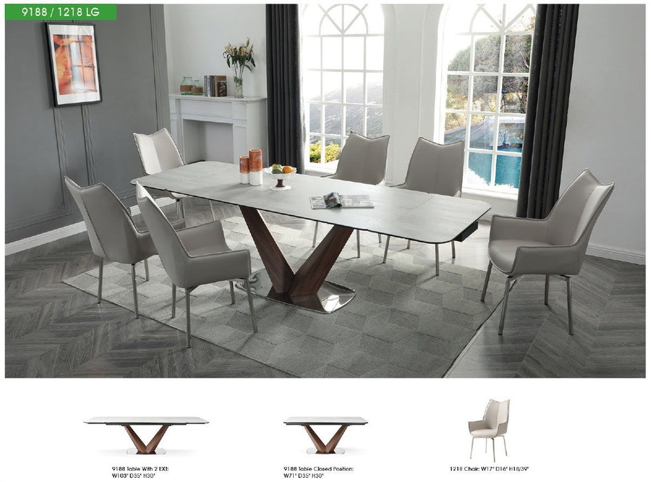 9188 - Dining Table With Extensions - White Extravaganza Collection