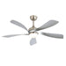 52" Ceiling Fan With Light Featuring 5 Blades Dimmable LED And Memory Function - Nickel Daily Nest