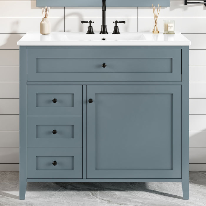 Bathroom Vanity With Sink, 3 Drawers & Cabinet With Adjustable Shelves Hearth and Haven