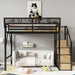 Queen Size Loft Bed & Stairs, Storage Shelves, Wardrobe - Black / Wood Home Essentials