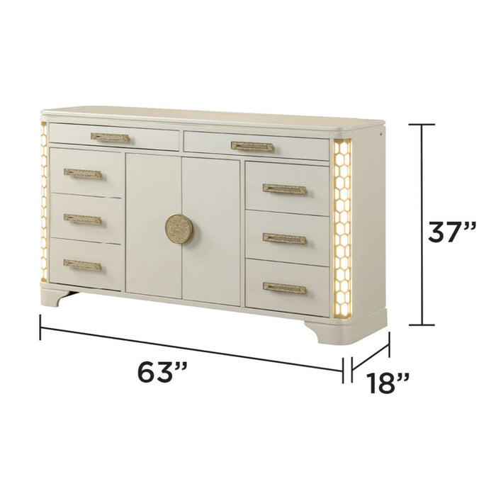 Jasmine - 8 Drawer Dresser With Side LED Lightning - Beige Matrix Furniture Group