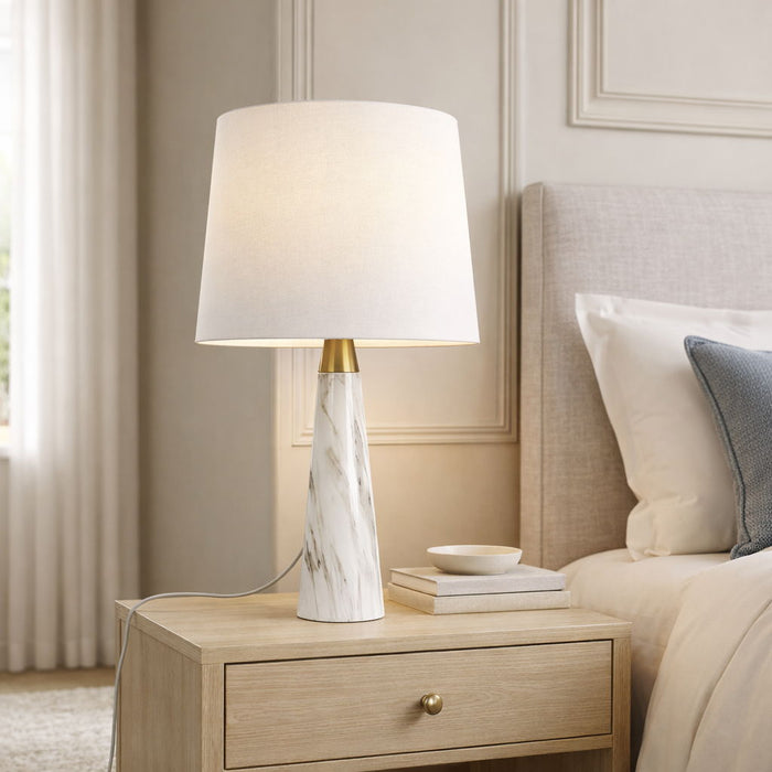 Enclave - Hydro Table Lamp With On / Off Switch Base Shade - Gold / White / White Marble Ashcroft Furniture