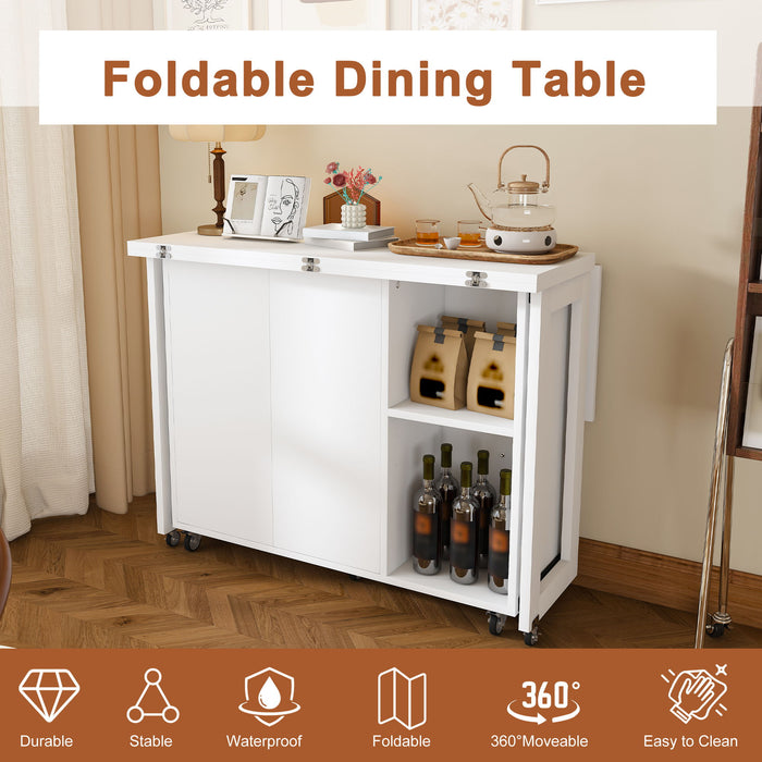 3 In 1 Foldable Side Table With 4 Storage Shelves Home Essentials
