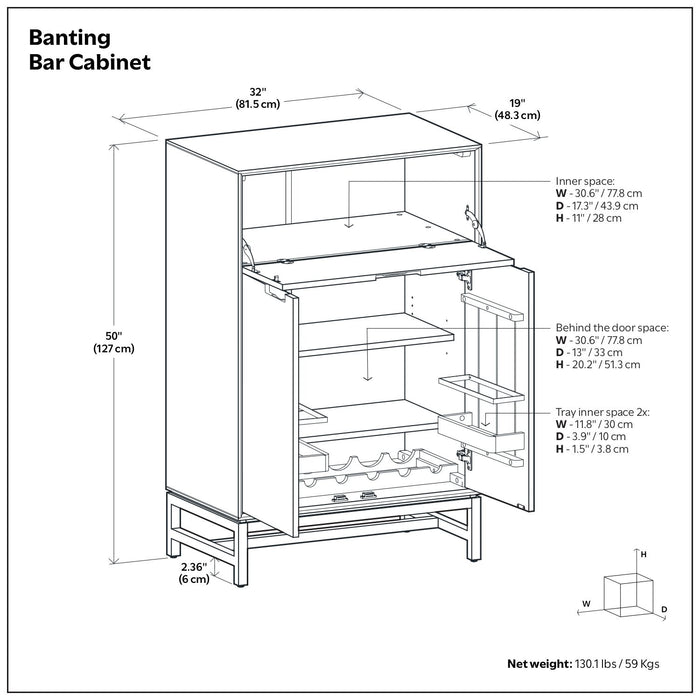 Banting - Bar Cabinet - Walnut Brown Simpli-Home