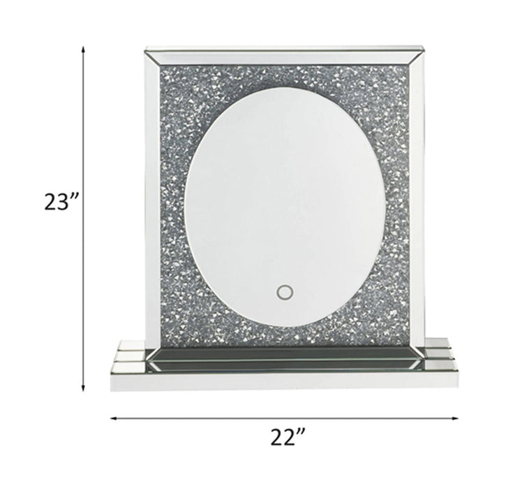 Noralie - 23" Accent Mirror With LED - Mirrored & Faux Diamonds ACME