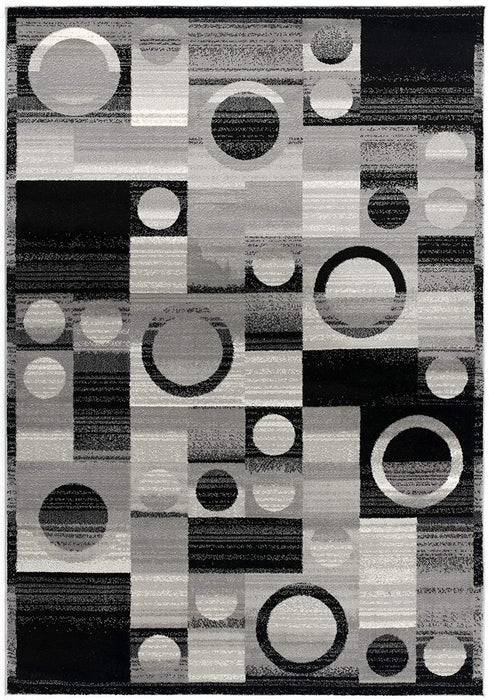 15' x 2.7' Abstract Dhurrie Polypropylene Runner Rug - Gray