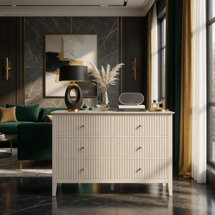 Modern 6 Drawer Fluted Dresser Home Essentials