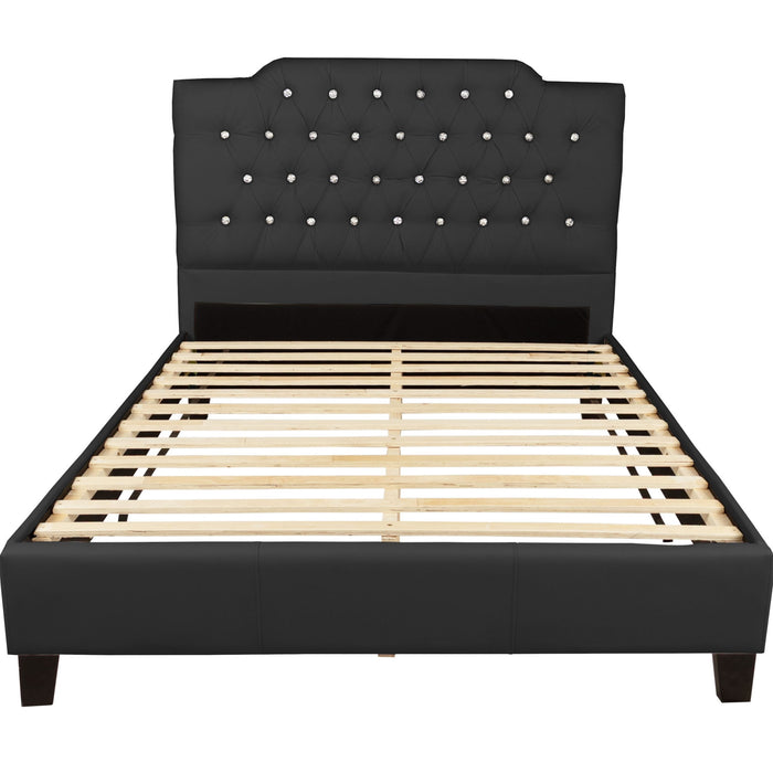 Modern Bed Frame With Tufted Upholstered Headboard Home Essentials