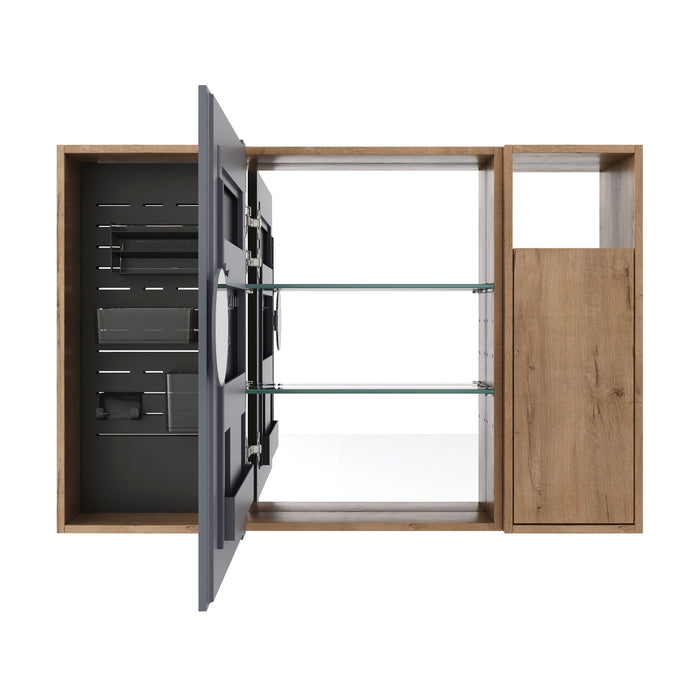 Wall Mounted Bathroom Mirror Cabinet With Soft Close Door, Storage Cabinet - Imitative Oak Home Essentials