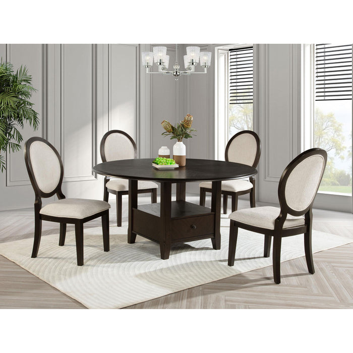 Fulton - 5 Piece Dining Table Set With Upholstered Chairs - Dark Brown Furniture Max