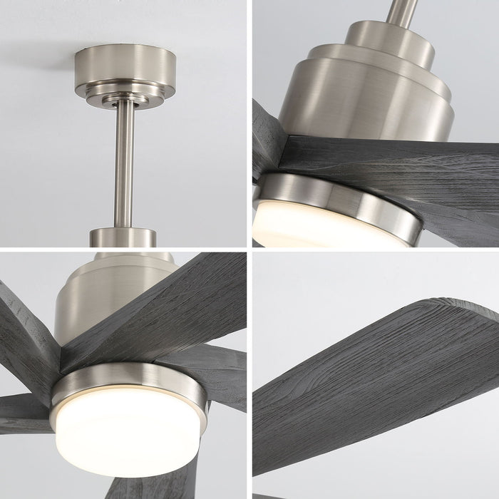 52" Ceiling Fan With Dimmable LED Light, 5 Blades, Reversible DC Motor - Nickel Daily Nest