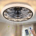 20" Caged Ceiling Fan With Remote Control And Crystal Sand Lampshade - Matte Black Daily Nest