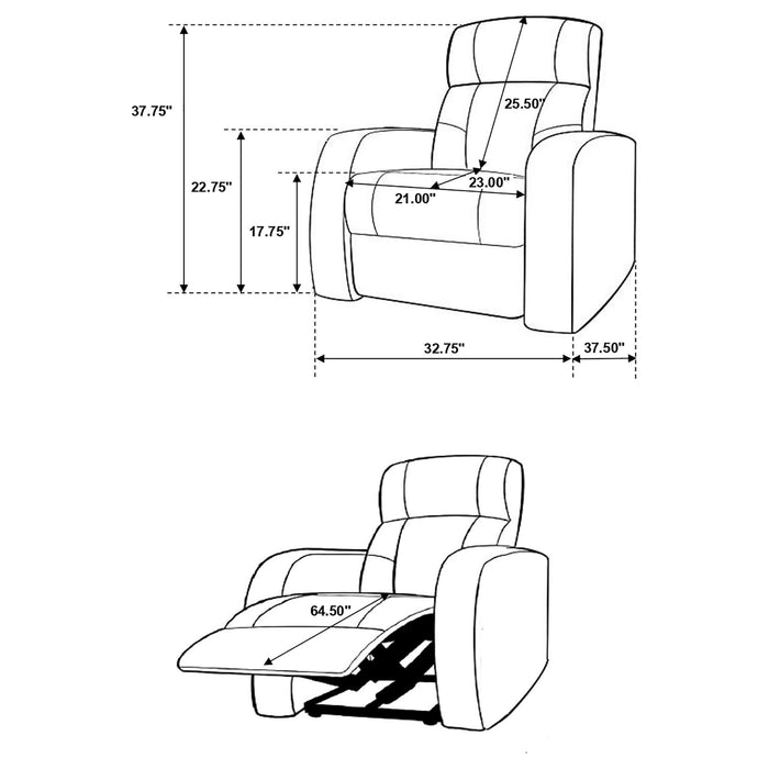 Franky - 7 Piece Seater Home Theater Set, Reclining Chairs & Storage Consoles - Black Furniture Max