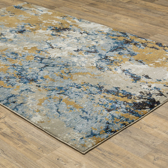 1.9' x 3.3' Abstract Power Loom Area Rug - Dark Gray And Ivory