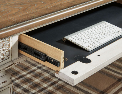 Realyn - Home Office L Shaped Desk - White / Brown Signature Design by Ashley®
