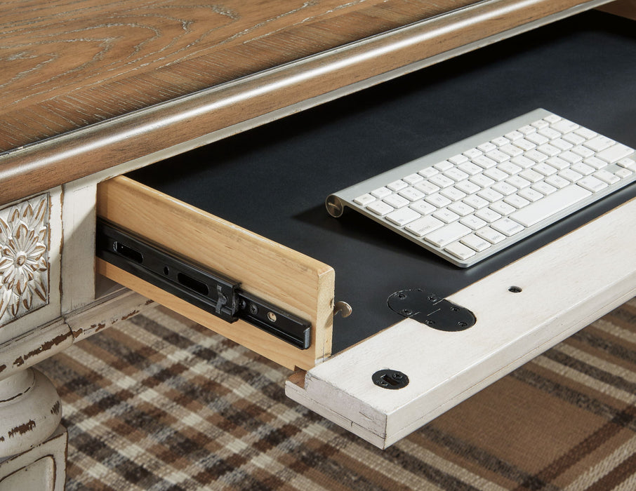 Realyn - Home Office L Shaped Desk - White / Brown Signature Design by Ashley®