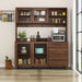 Large Kitchen Hutch Cabinet, Storage Kitchen Cupboard With 4 Doors, 4 Drawers & Microwave Shelf - Walnut Home Essentials