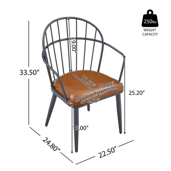 5 Piece Industrial Style Indoor Upholstered Dining Set With Metal Legs - Brown Noble House