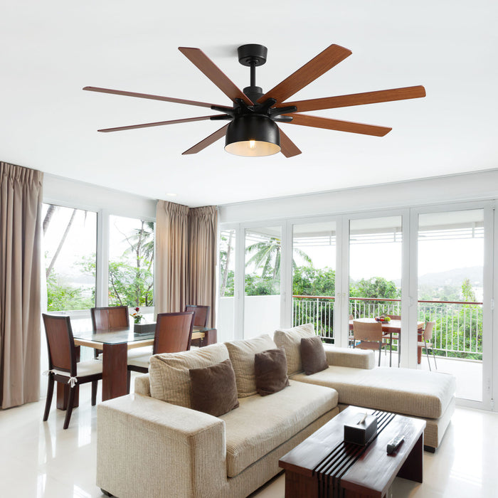 52" Ceiling Fan With 6 Speed Wind 8 Dual Colors Blades Remote Control Reversible DC Motor With Light - Black Daily Nest