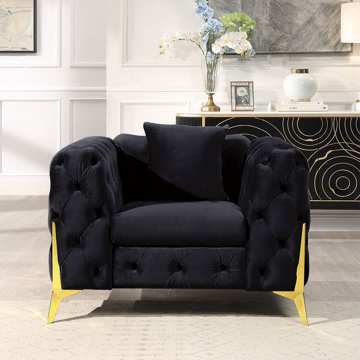 Accent Chair With Diamond Button Tufting, Matching Throw Pillow Home Essentials